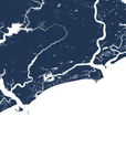 Kiawah Island Coastal Map — Fine Art Print Vertical, navy, No Frame, 8x10