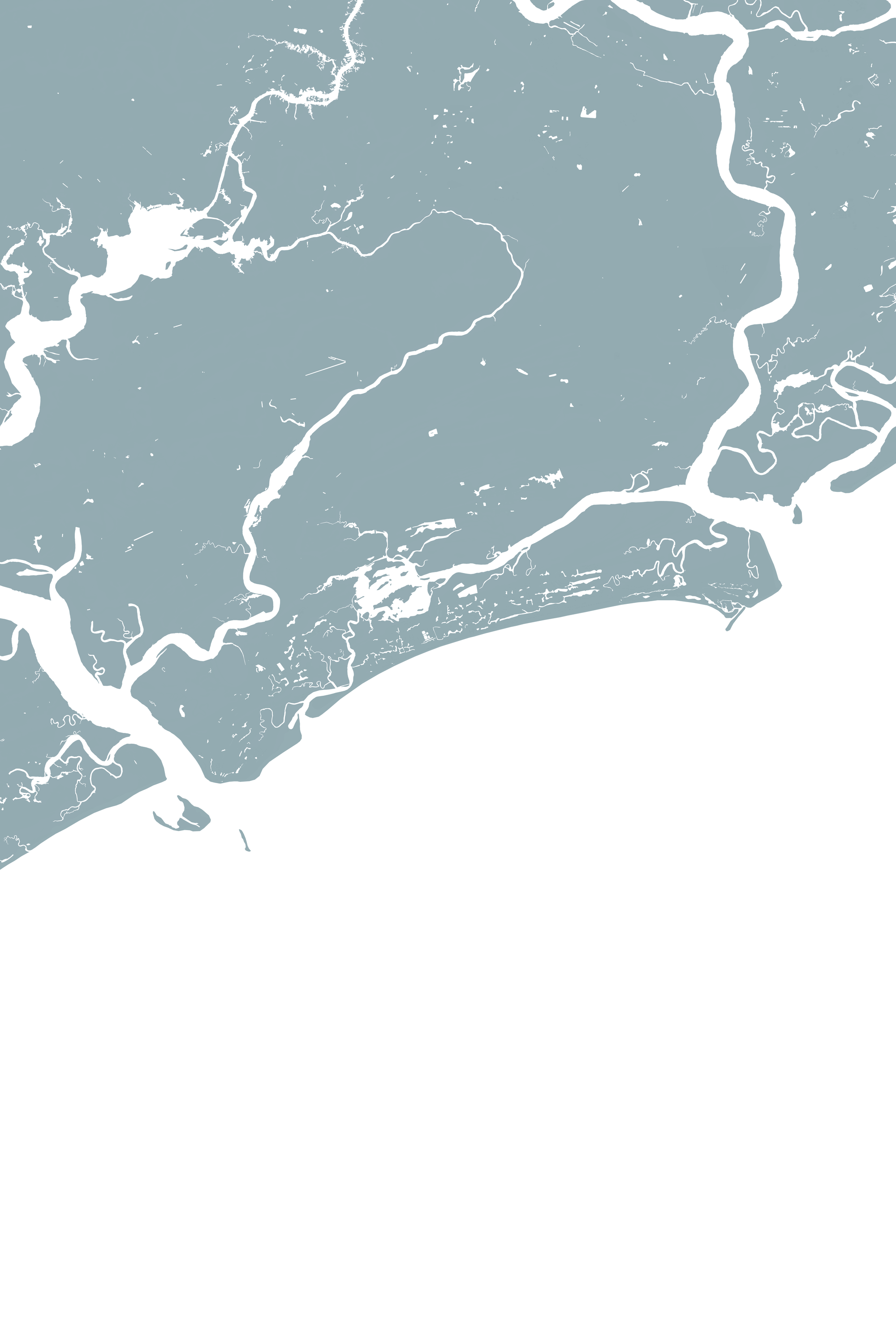 Kiawah Island Coastal Map — Fine Art Print Vertical, soft-blue, No Frame, 8x10
