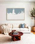 Alabama Gulf Coast canvas map art in livingroom setting
