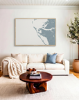 Anna Maria Island canvas map art in livingroom setting