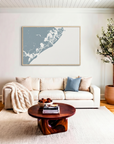 Atlantic City canvas map art in livingroom setting