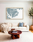 Beaufort / Sea Islands matte map art in livingroom setting