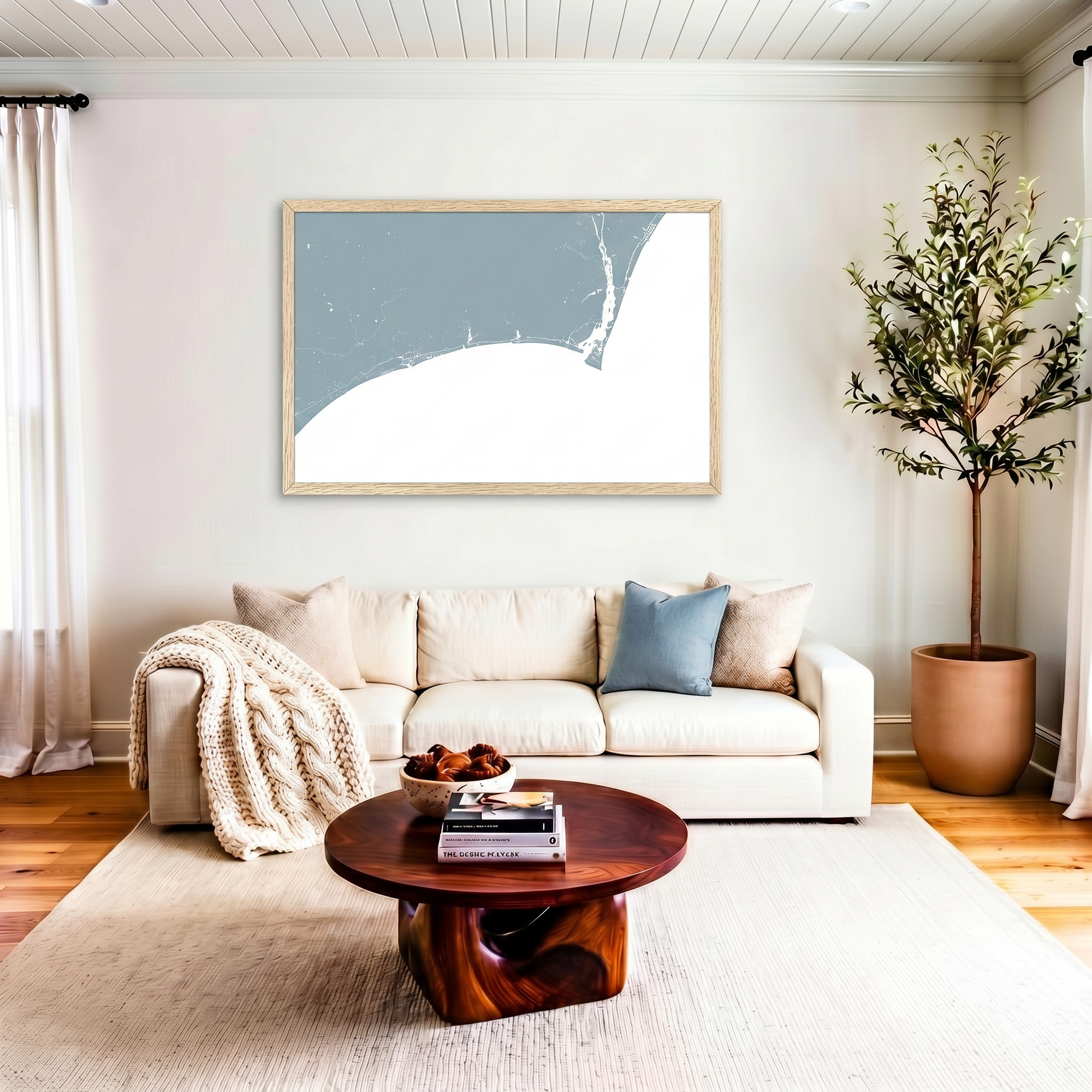 Brunswick Islands matte map art in livingroom setting