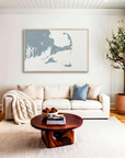 Cape Cod canvas map art in livingroom setting