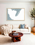 Cape May matte map art in livingroom setting