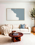 Central California Coast canvas map art in livingroom setting