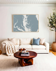 Chesapeake Bay / Maryland canvas map art in livingroom setting