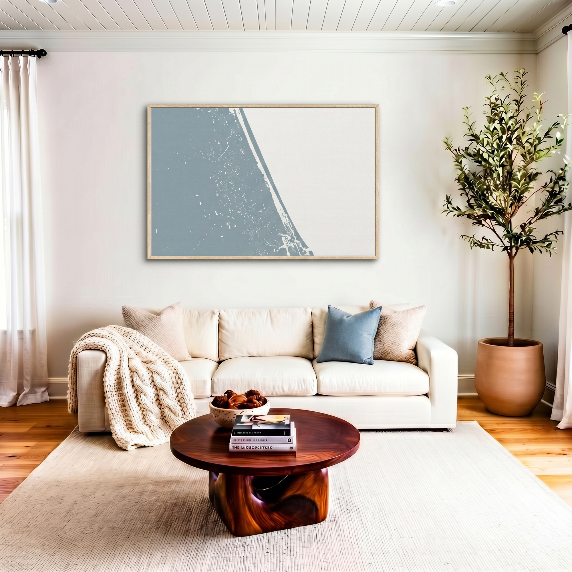 Daytona Beach canvas map art in livingroom setting