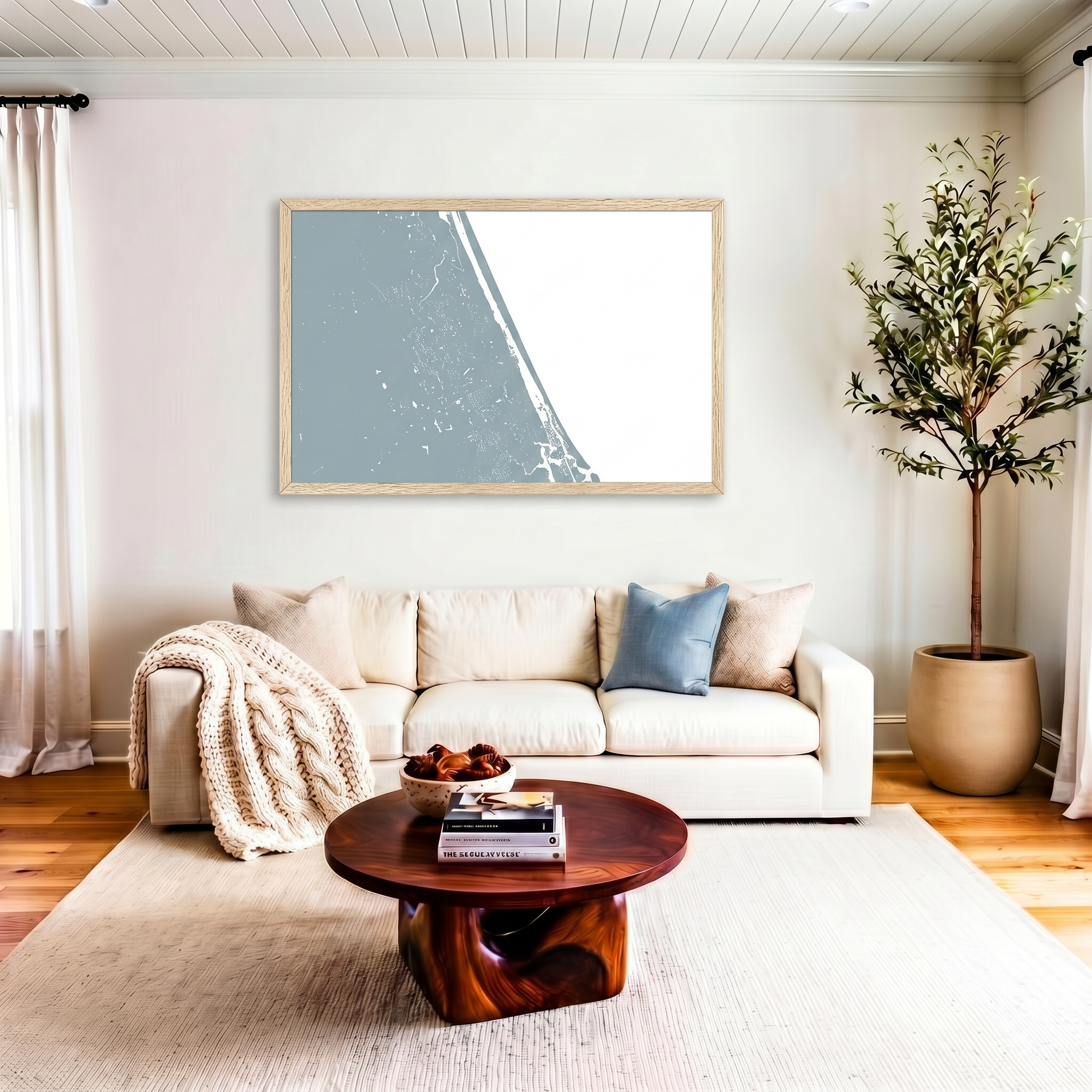 Daytona Beach matte map art in livingroom setting