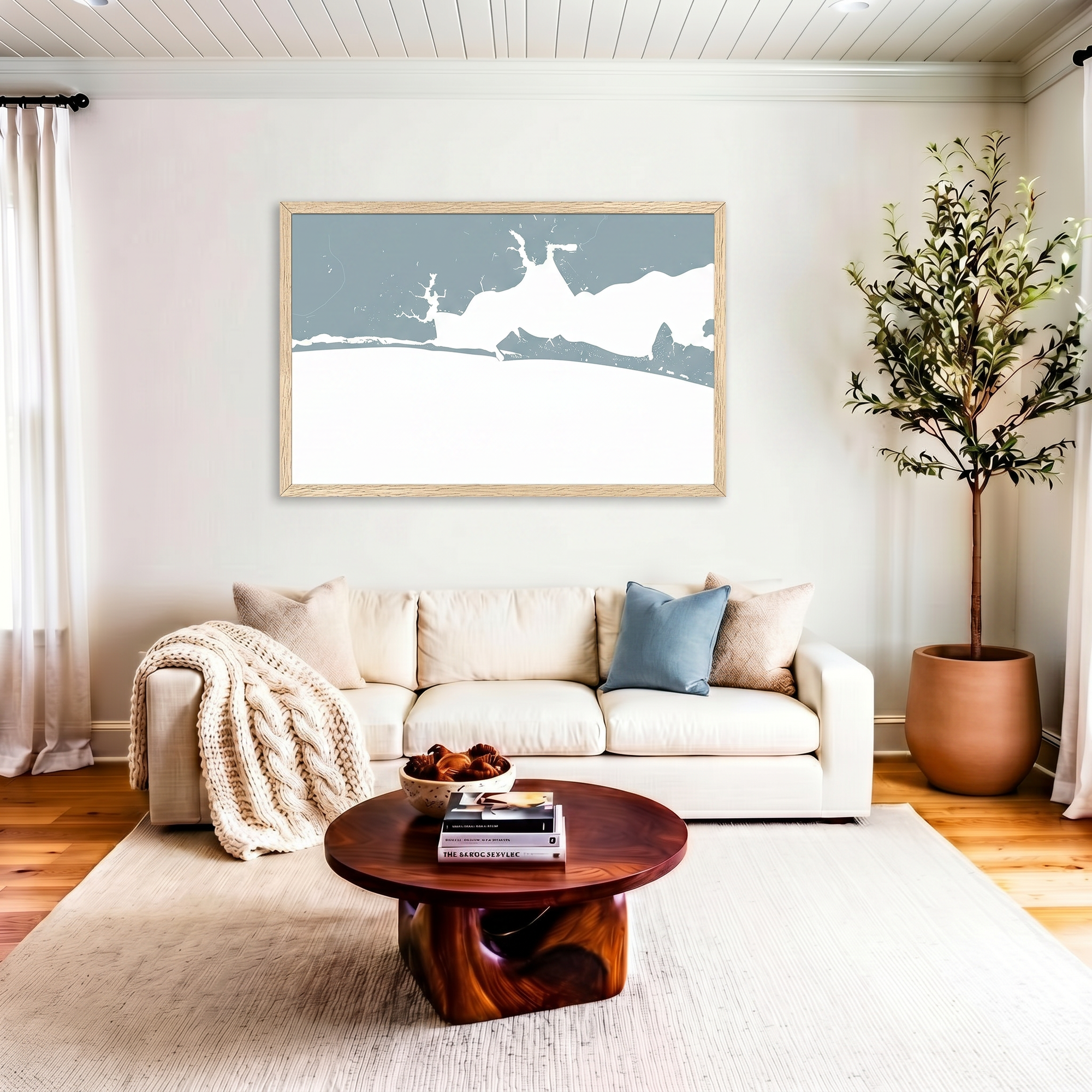 Destin matte map art in livingroom setting