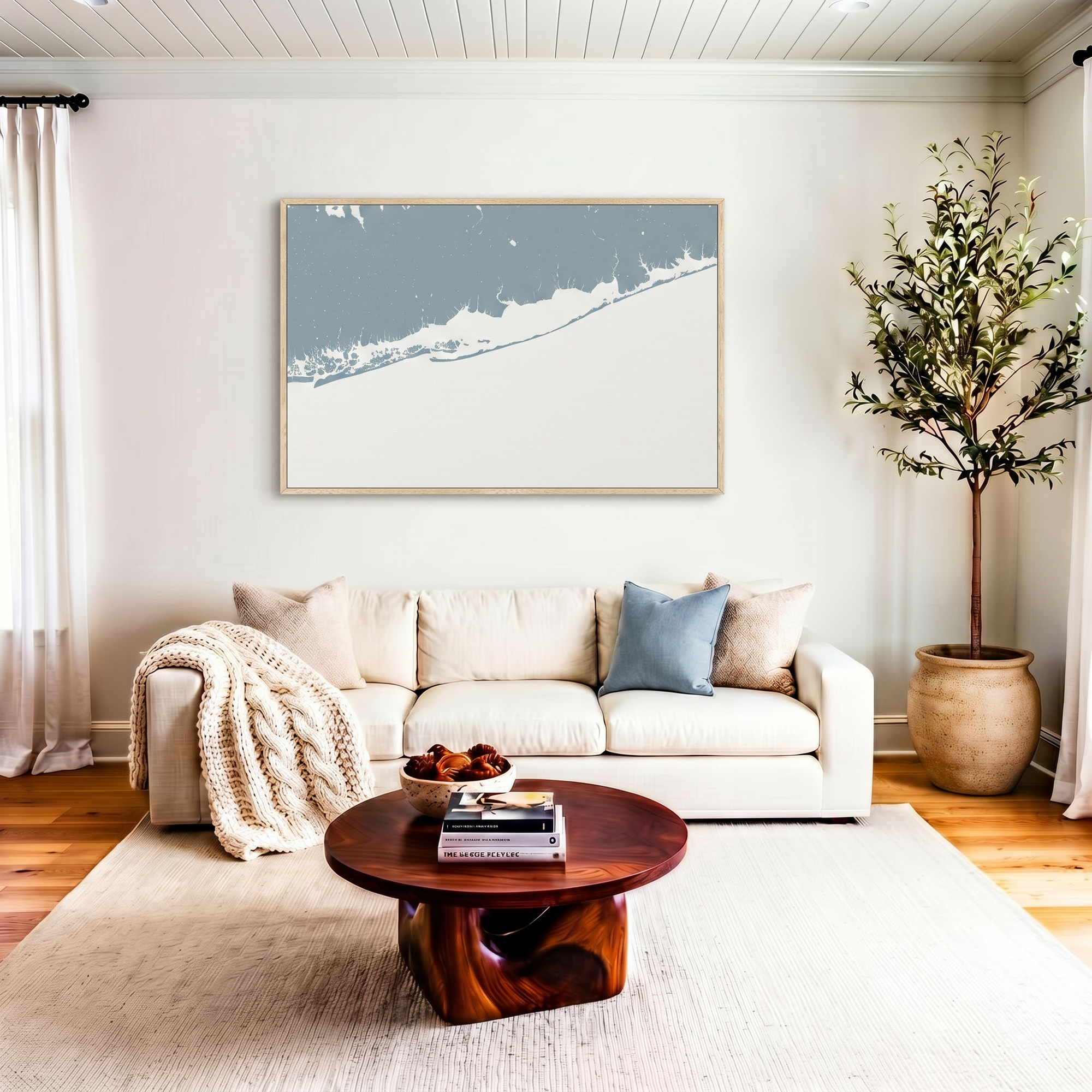 Fire Island canvas map art in livingroom setting