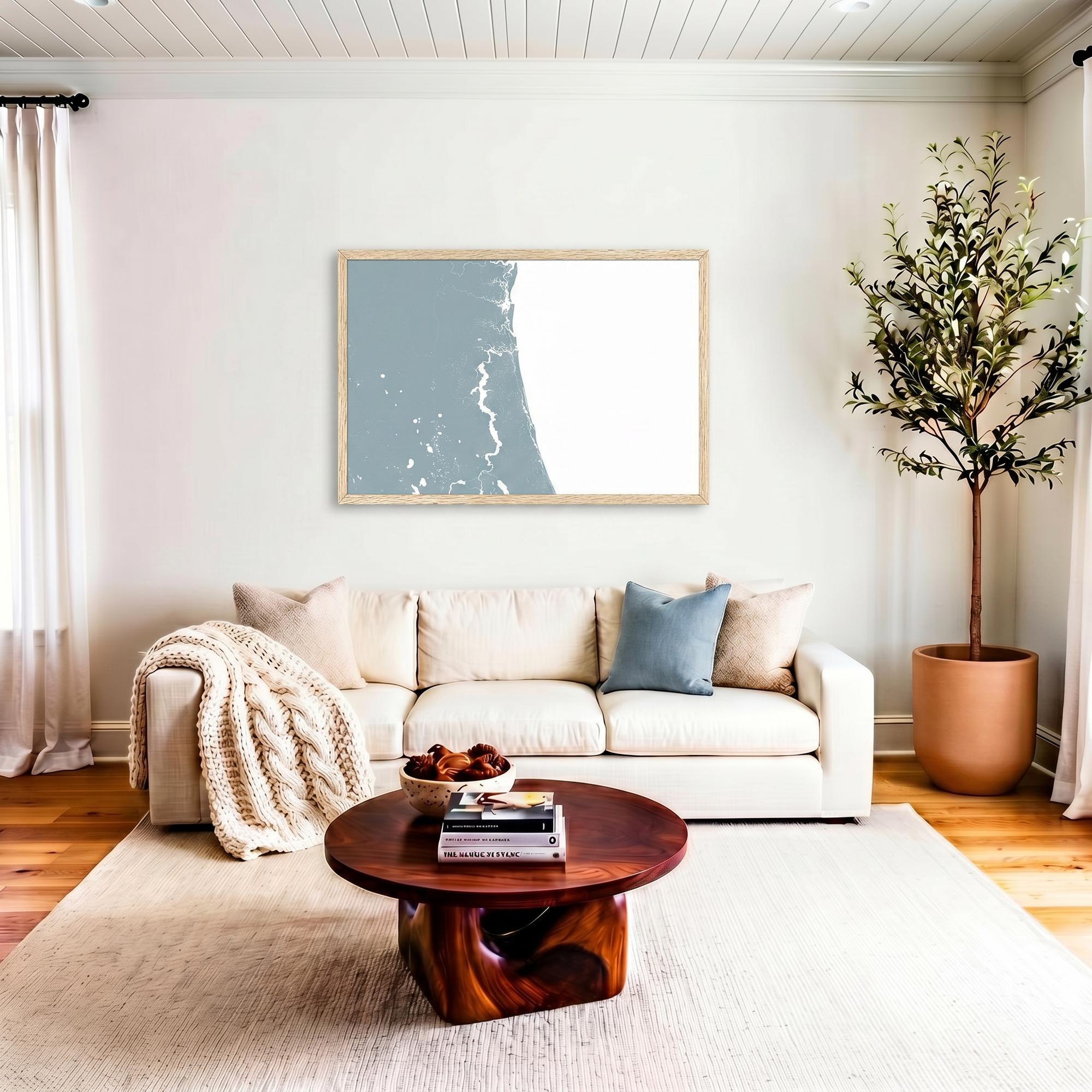 First Coast / Northeast Florida matte map art in livingroom setting