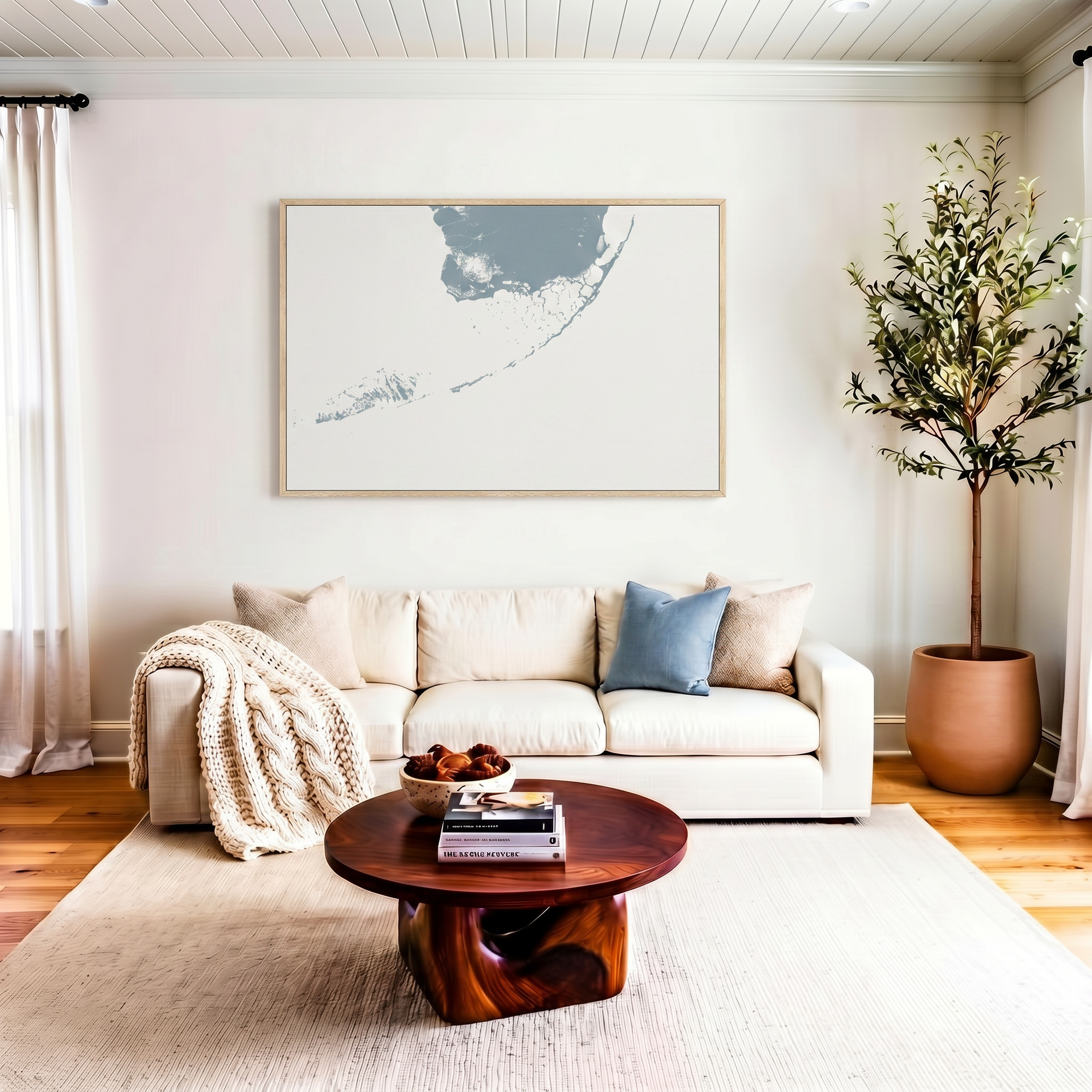 Florida Keys canvas map art in livingroom setting