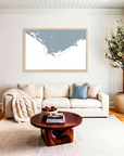 Forgotten Coast matte map art in livingroom setting