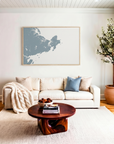Gloucester canvas map art in livingroom setting