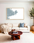 Gloucester matte map art in livingroom setting