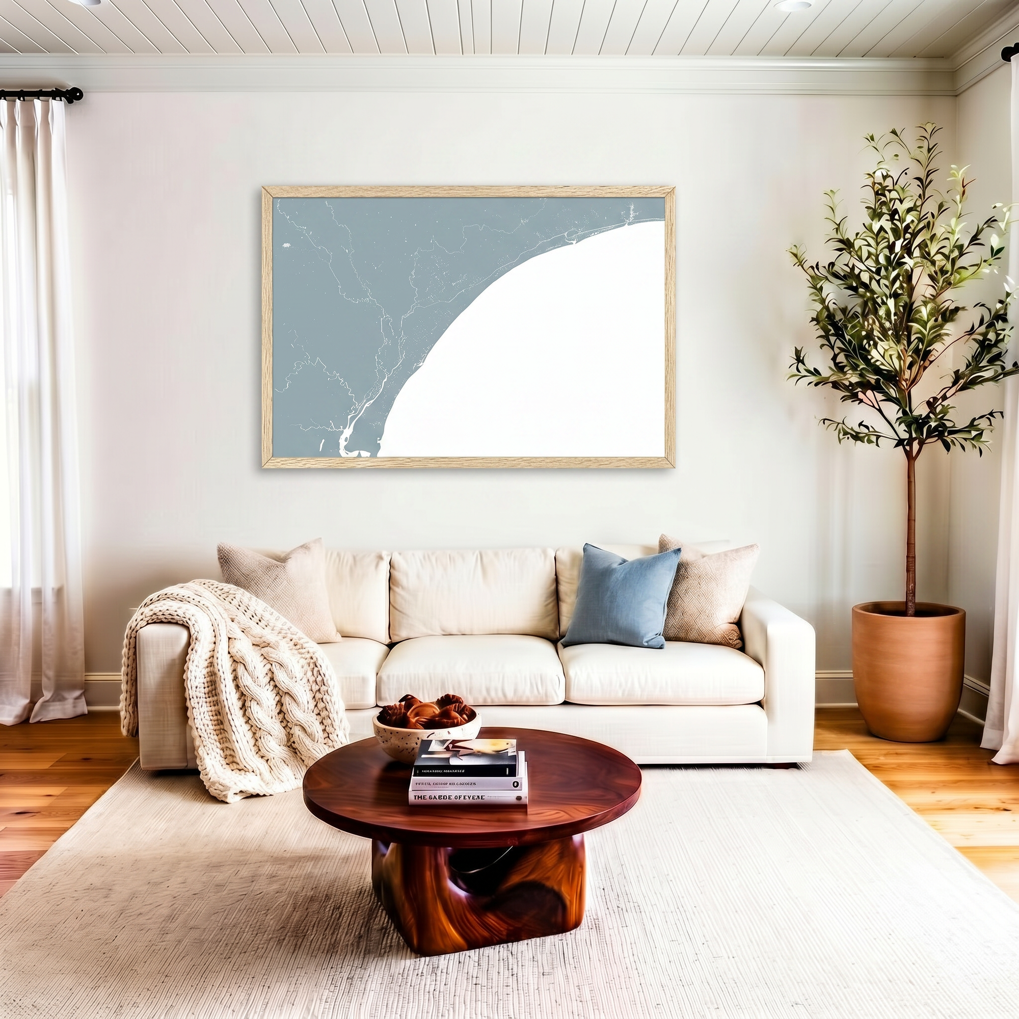 Grand Strand matte map art in livingroom setting