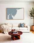 Jersey Shore canvas map art in livingroom setting