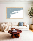 Long Island matte map art in livingroom setting