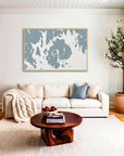 Mount Desert canvas map art in livingroom setting