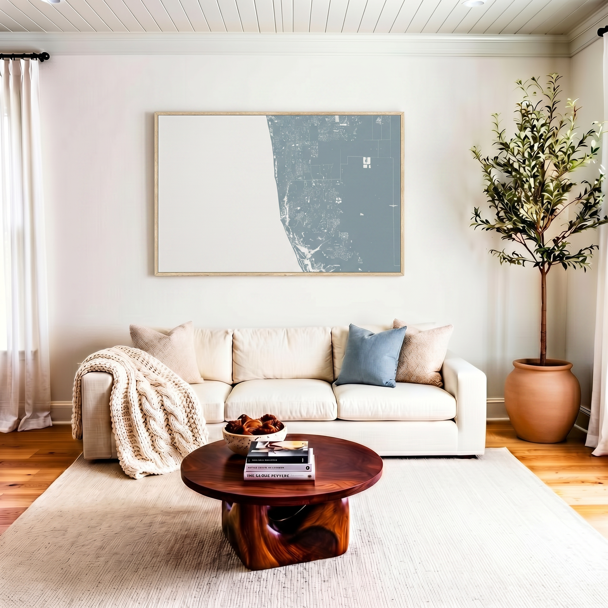 Naples canvas map art in livingroom setting