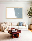 Naples matte map art in livingroom setting