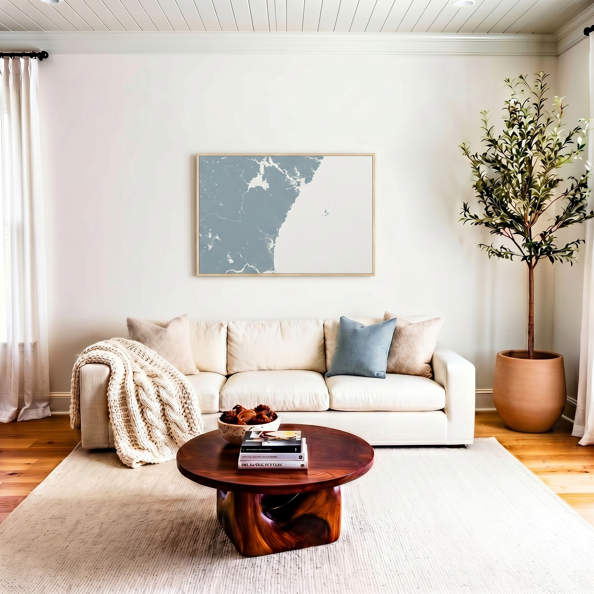 New Hampshire Coast canvas map art in livingroom setting