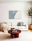 New Hampshire Coast canvas map art in livingroom setting