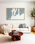 Newport matte map art in livingroom setting