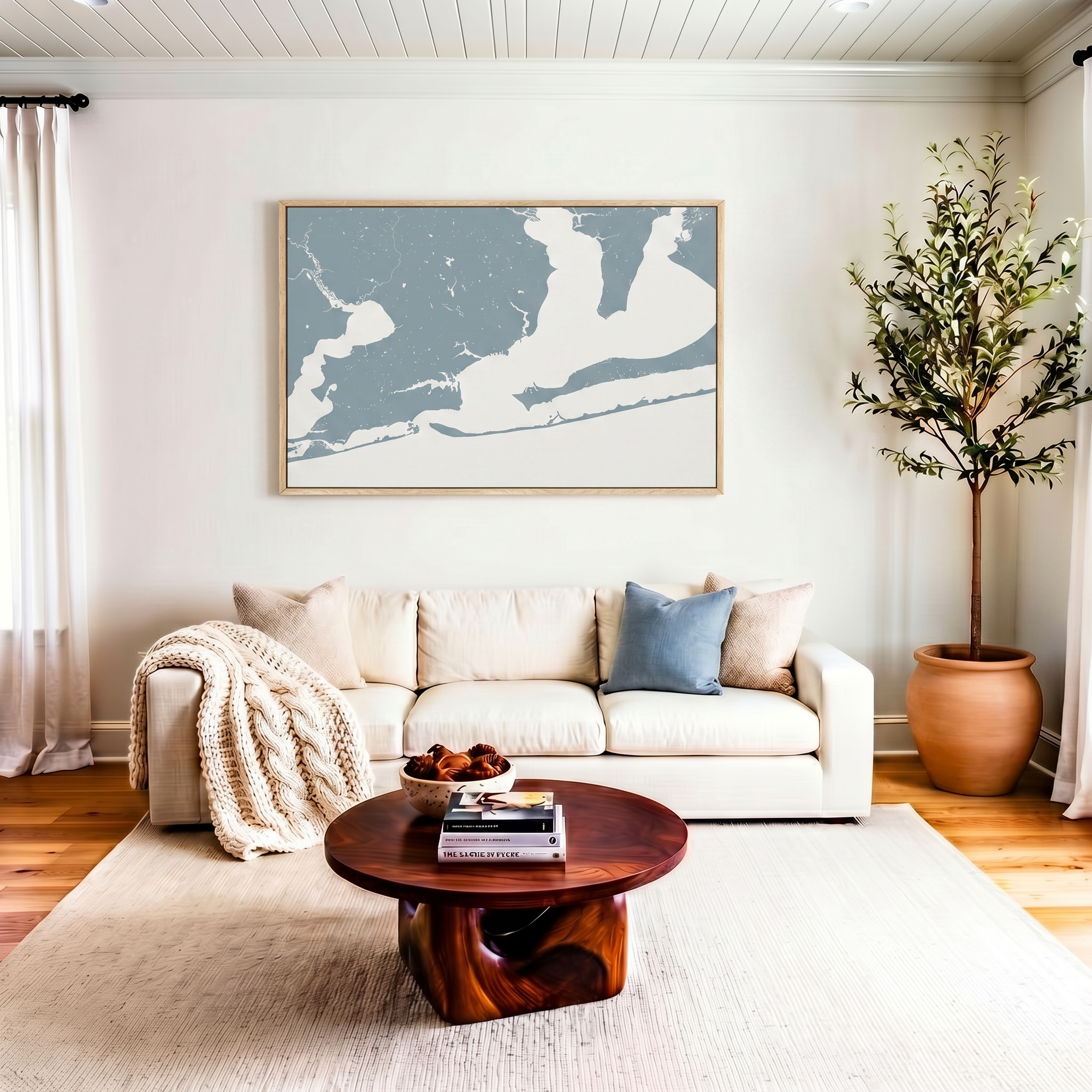 Pensacola canvas map art in livingroom setting