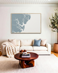 Saint Simons Island canvas map art in livingroom setting