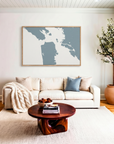 San Francisco canvas map art in livingroom setting