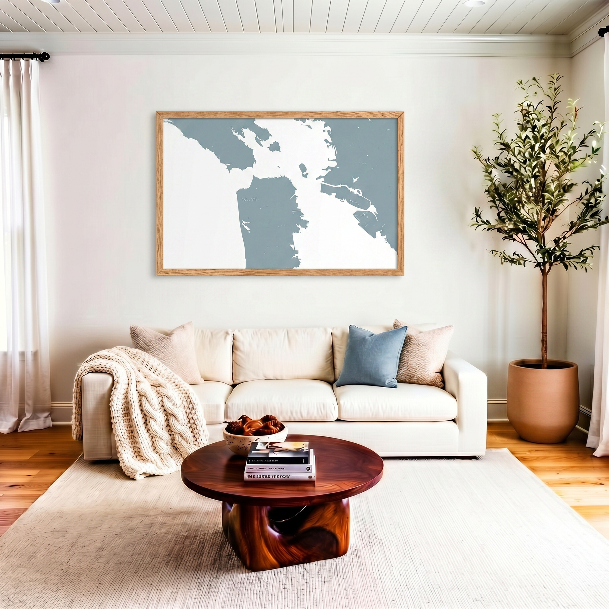 San Francisco matte map art in livingroom setting