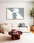 San Francisco matte map art in livingroom setting