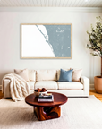 Siesta Key matte map art in livingroom setting