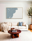 Southern Maine Coast canvas map art in livingroom setting