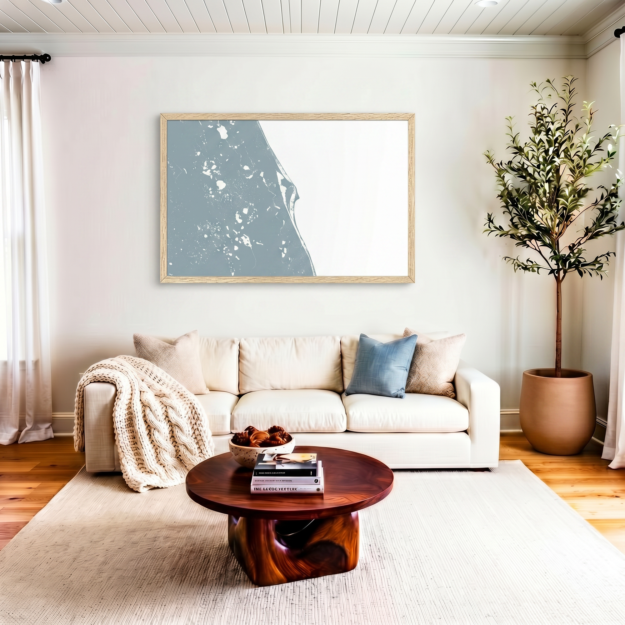 Space Coast matte map art in livingroom setting