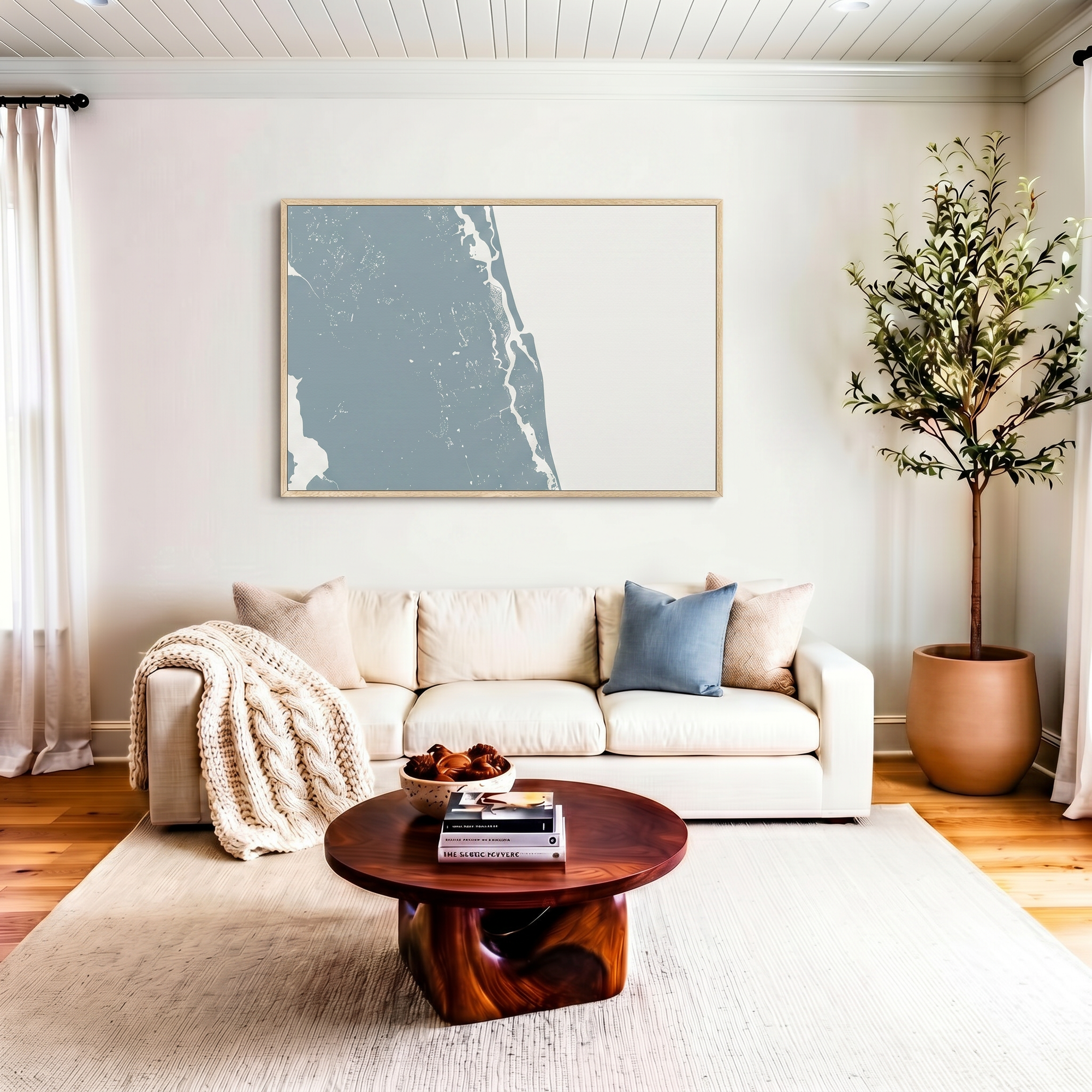 St. Augustine canvas map art in livingroom setting
