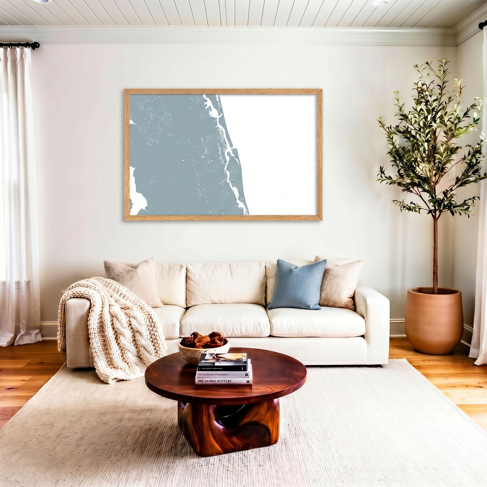 St. Augustine matte map art in livingroom setting
