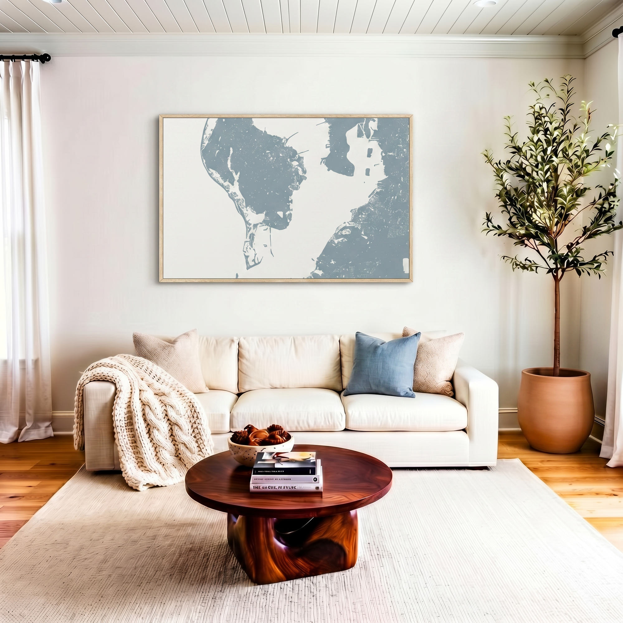 St. Petersburg canvas map art in livingroom setting