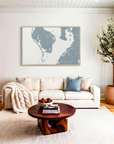 St. Petersburg canvas map art in livingroom setting