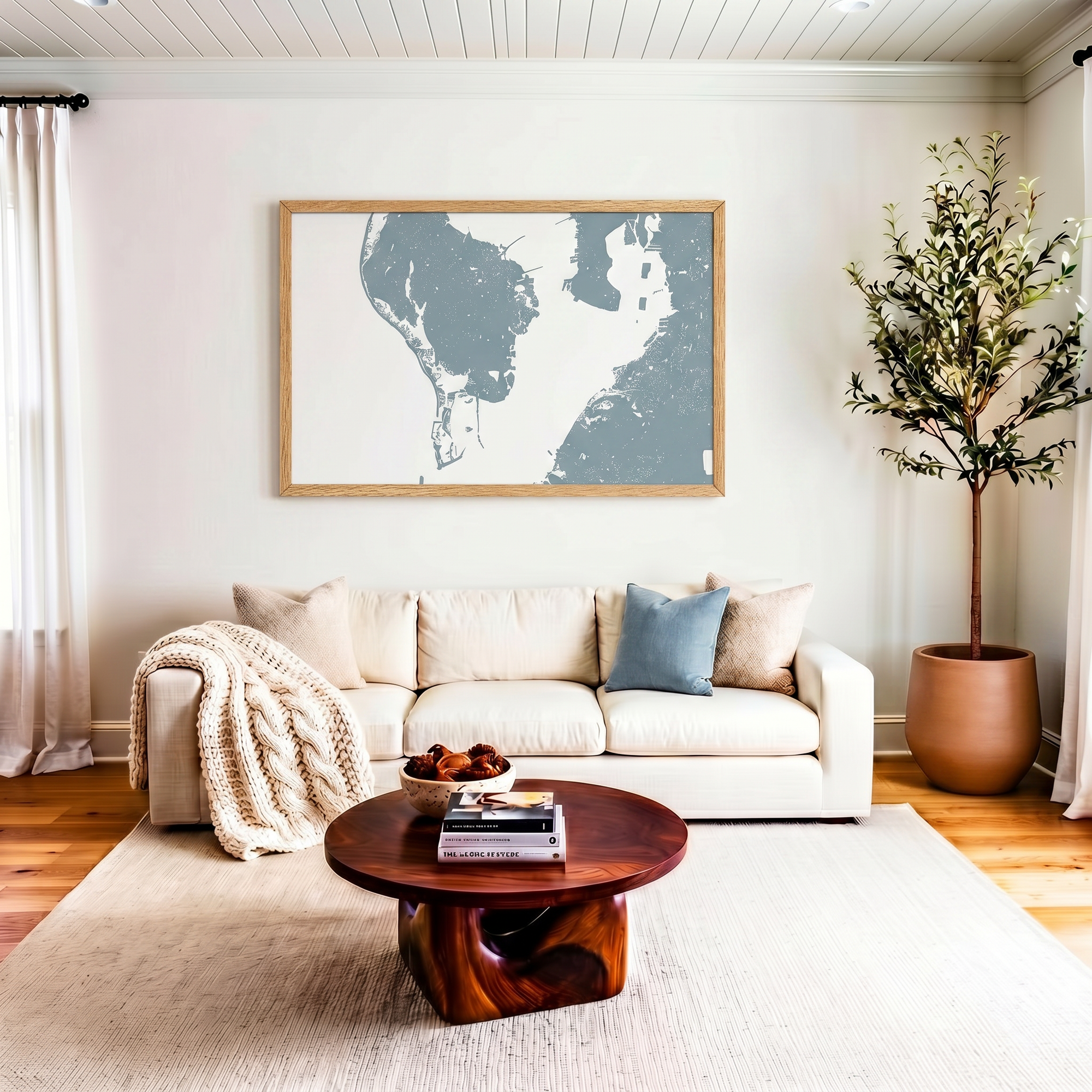 St. Petersburg matte map art in livingroom setting