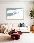 The Hamptons matte map art in livingroom setting