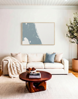 Treasure Coast canvas map art in livingroom setting