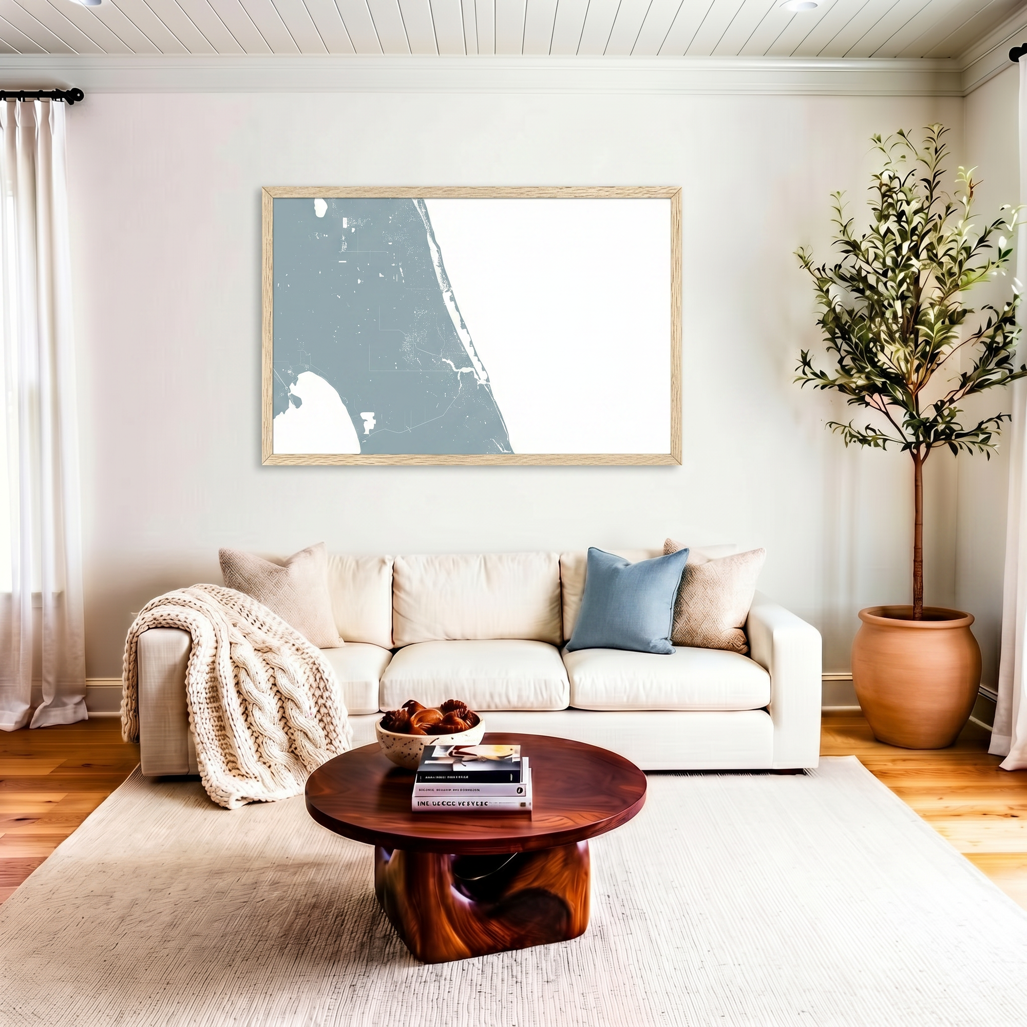 Treasure Coast matte map art in livingroom setting