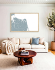 Virginia Beach matte map art in livingroom setting
