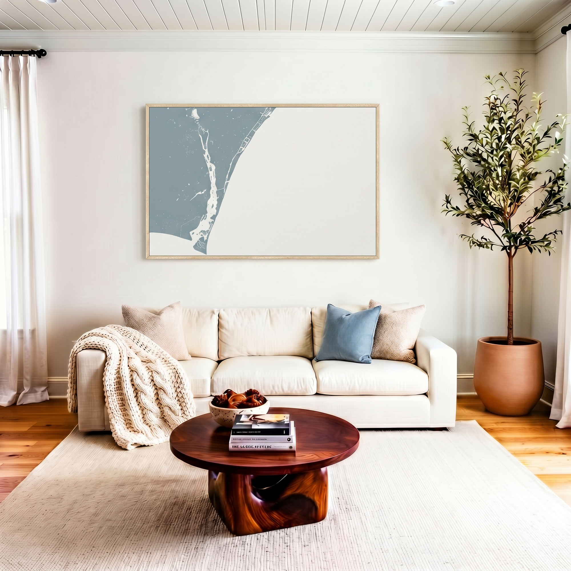 Wilmington canvas map art in livingroom setting