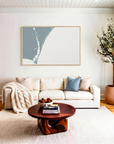 Wilmington canvas map art in livingroom setting