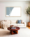 Wilmington matte map art in livingroom setting