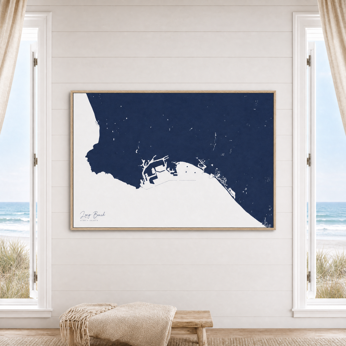 Long Beach canvas map — window-scene interior